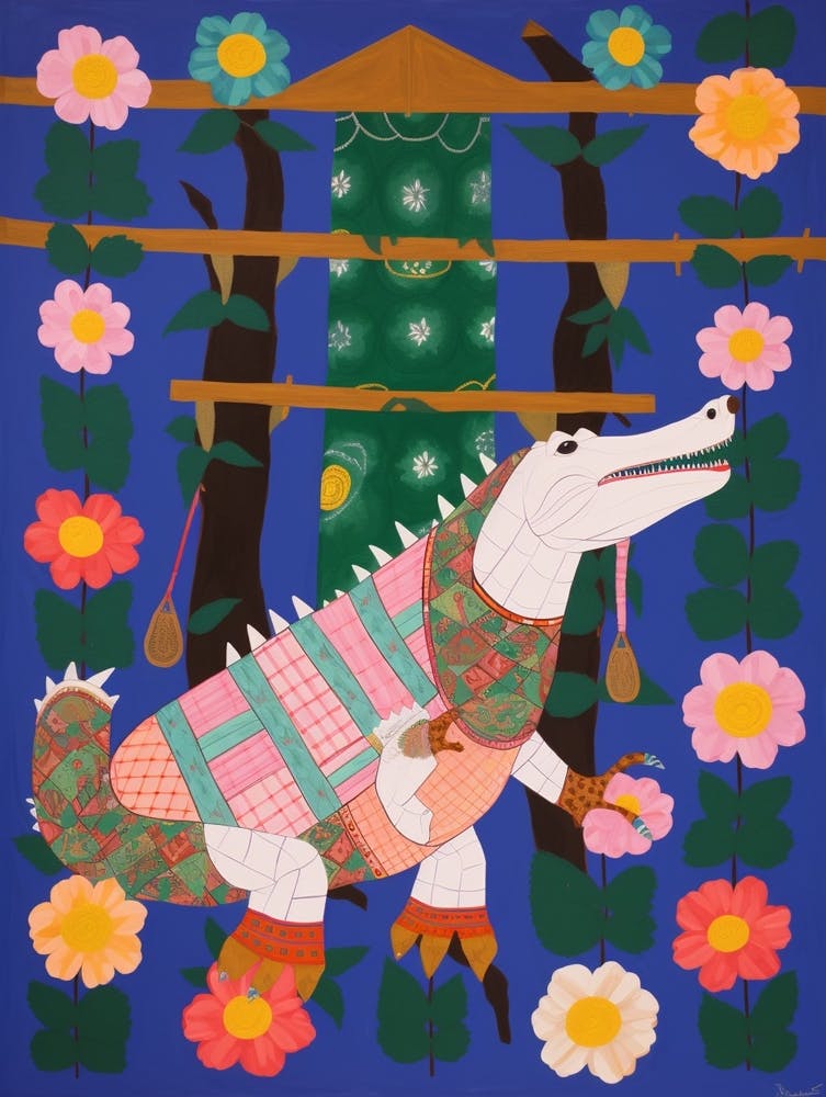 Maximalist Animal Painting Alligator 1