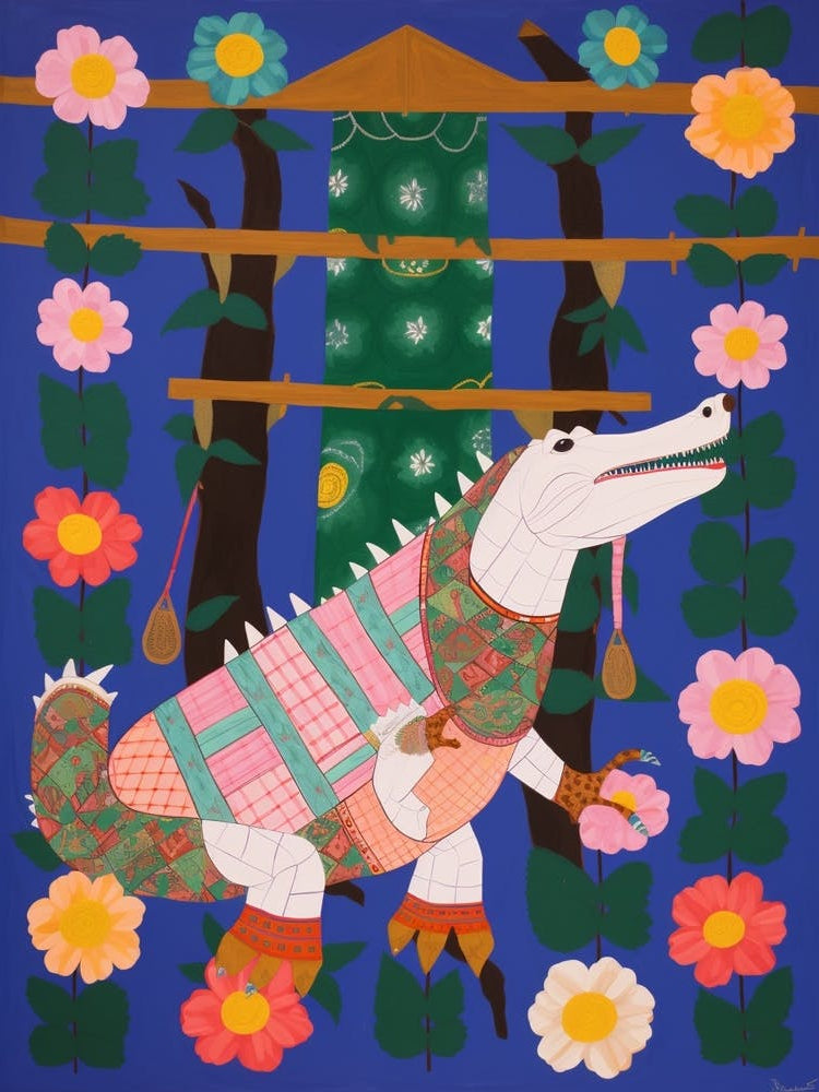 Maximalist Animal Painting Alligator 1