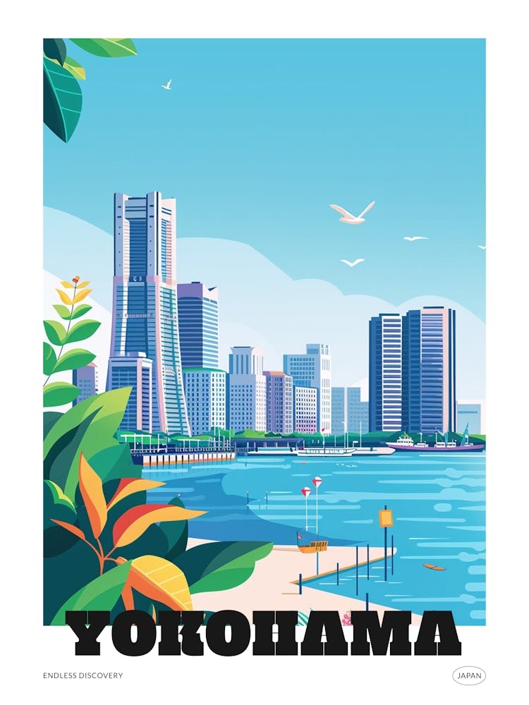 Yokohama Japan 2 Colourful Travel Poster