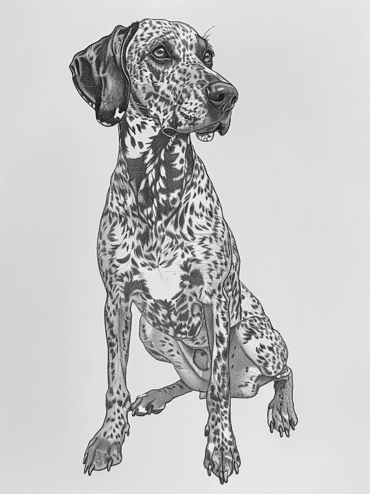Bluetick Hound Hund Linien-Skizze 1