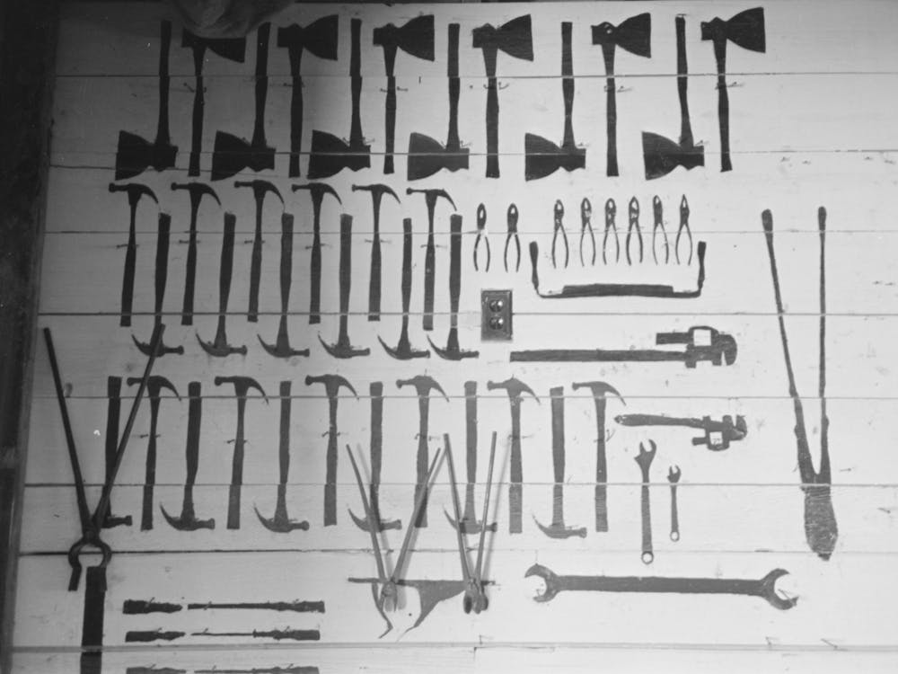 Patterns Of Tools Painted On Wall For Easy Identification, Lake Dick Project, Arkansas By Russell Lee