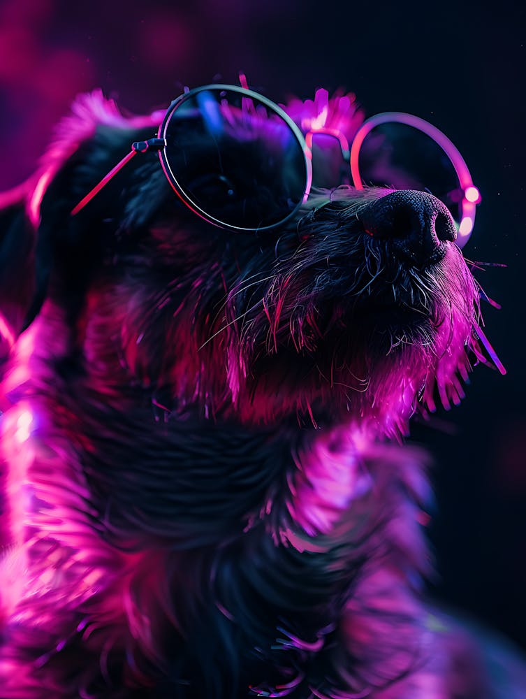 Schöner Hund unter Neonlichtern 18