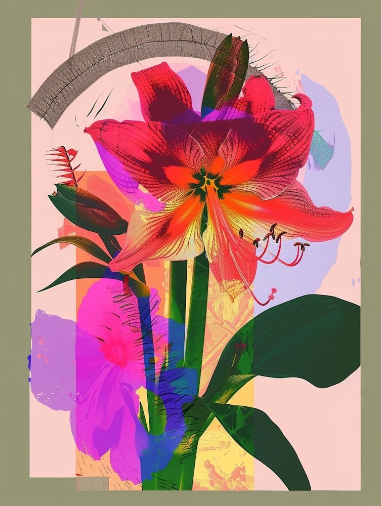 Amaryllis 7 Neon Flower Collage