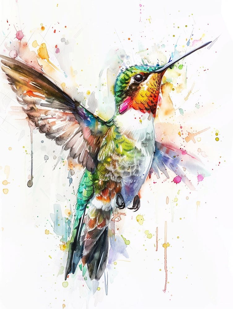 Hummingbird Colourful Watercolour 3