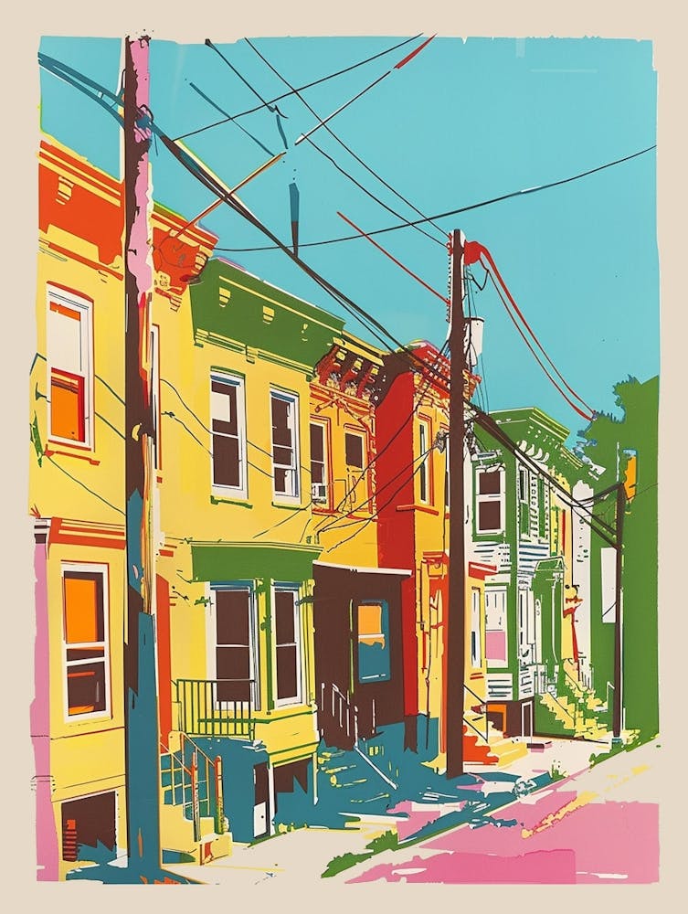 Tottenville New York Colourful Silkscreen Illustration 4
