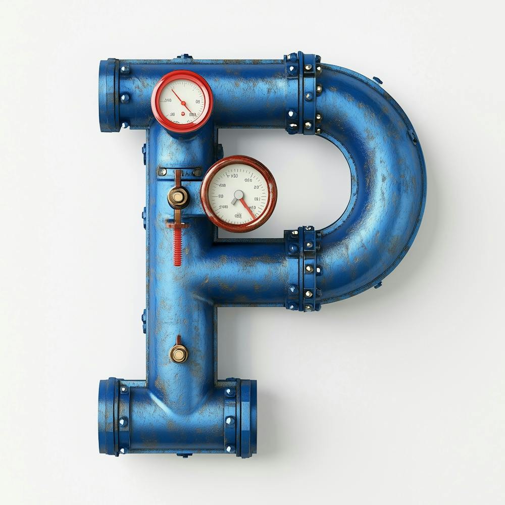 3d Letter P Shaped From Deep Blue Industrial