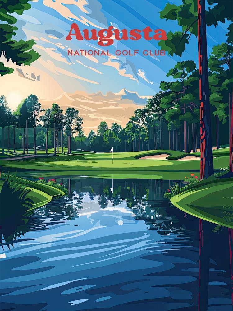 Augusta National Open Championship Art Illustration