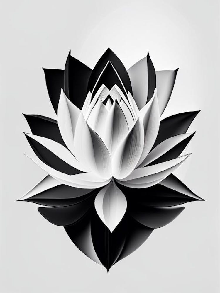 Amerikanischer Lotus Schwarz-Weiß Geometrisch 5