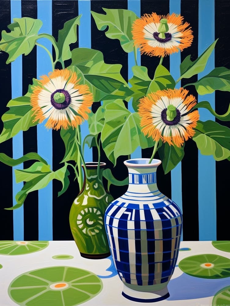 Flowers In A Vase Still Life Painting Passionflower 2