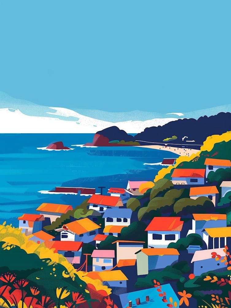Kamakura Japan 1 Farbenfrohe Illustration