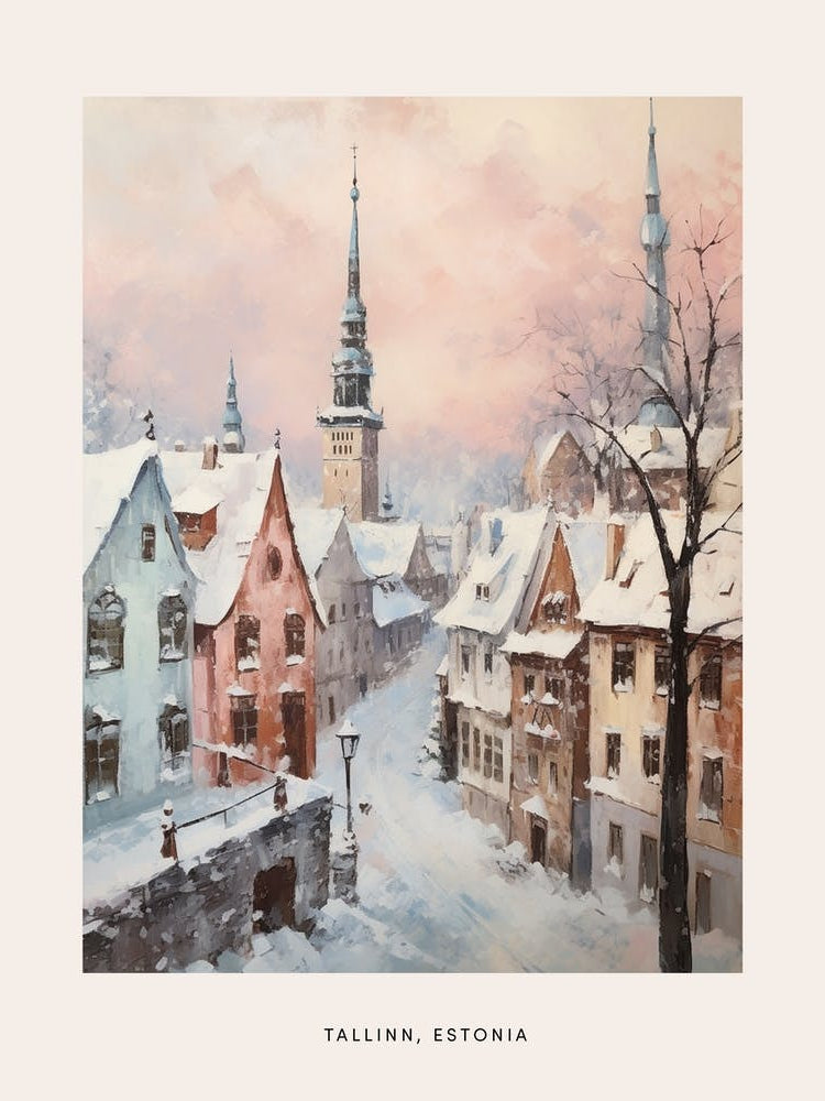 Dreamy Winter Painting Poster Tallinn Estonia 2