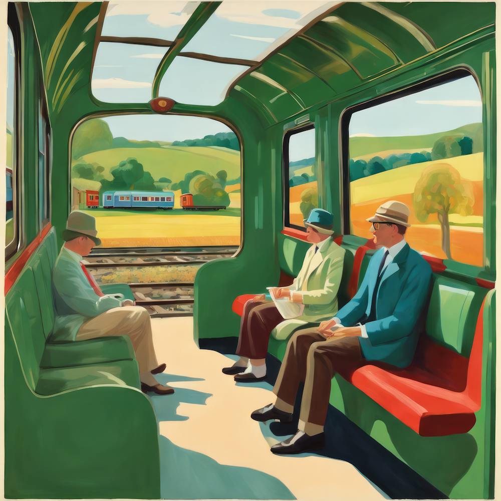 Vintage Train Journey Series: David Hockney Style 2