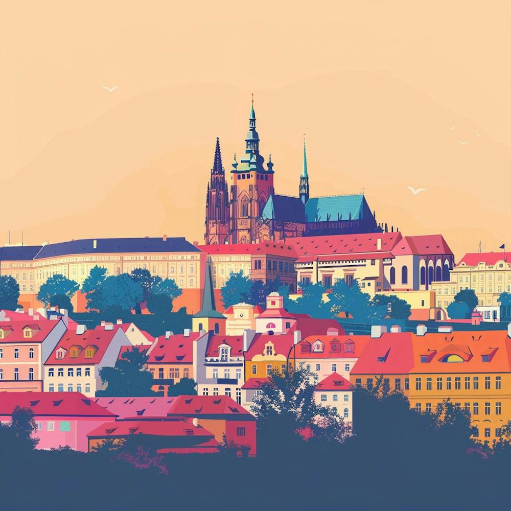 A Prague Castle In Prague Minimal Illustration 1720028450 3