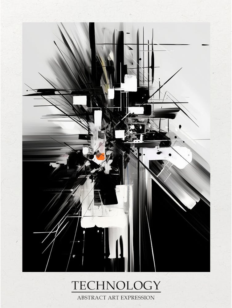 Technology Abstract Black And White 8 Poster