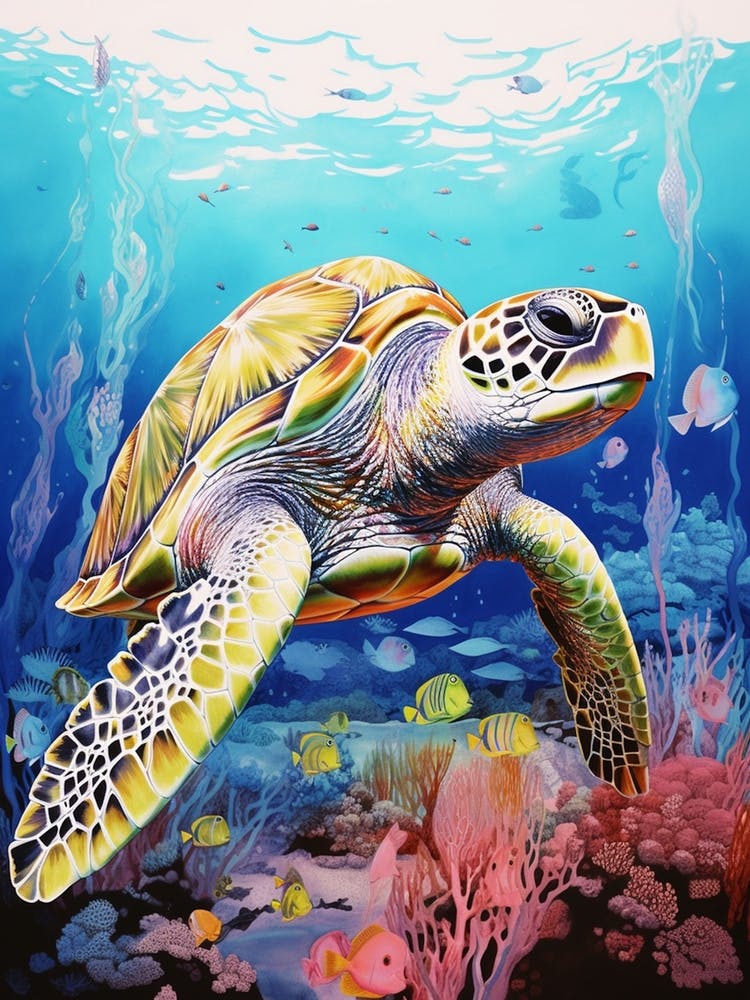 Sea Turtle In The Ocean Blue Aqua 9