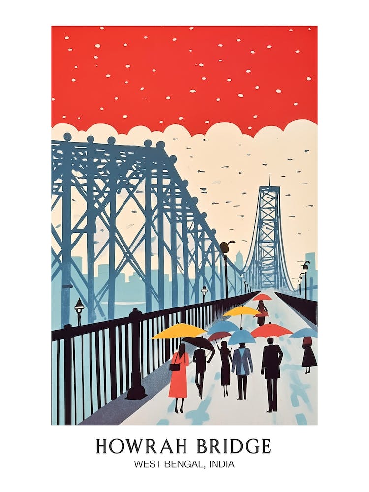 Howrah Bridge, West Bengal, India Colourful 2 Travel Poster
