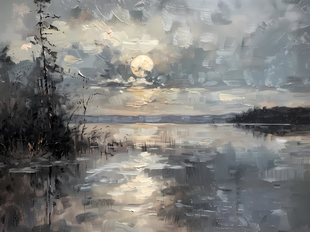 Moonlight Over Lake 1