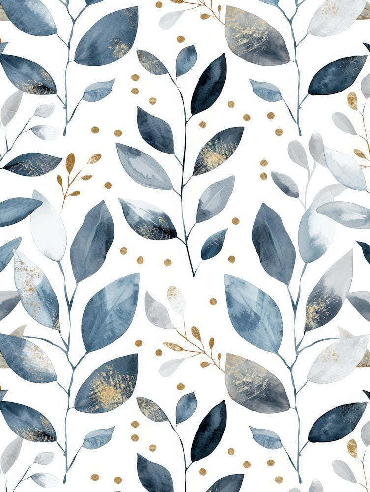 Blue And Gold Leaves 9