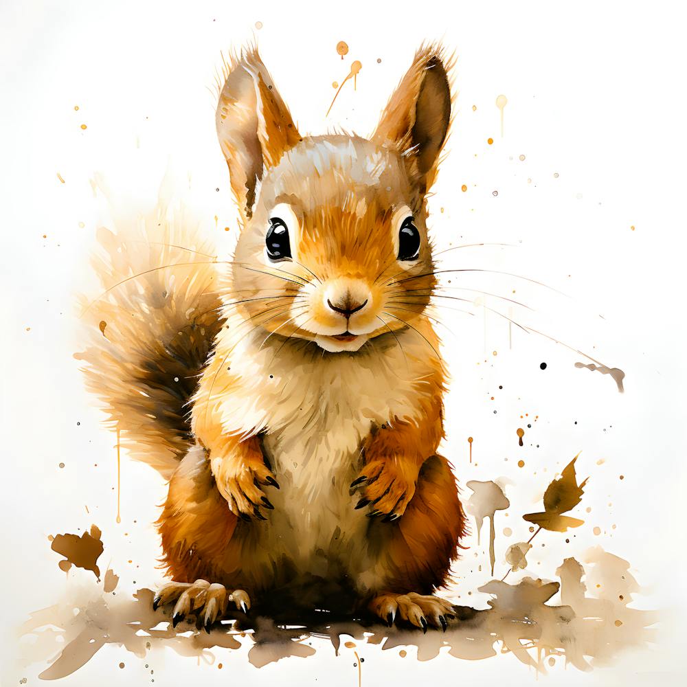 Squirrel Watercolor Painting