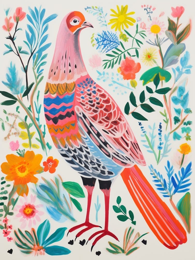 Peinture D'Oiseau Colorée Tétras 4