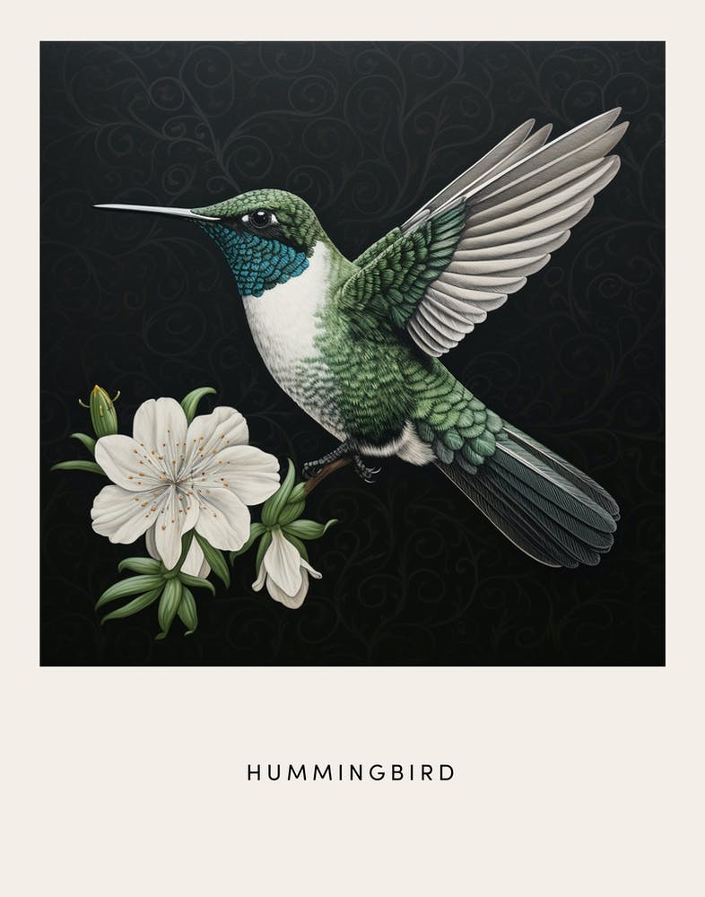 Ohara Koson Inspiriertes Vogelgemälde Kolibri 2 Poster