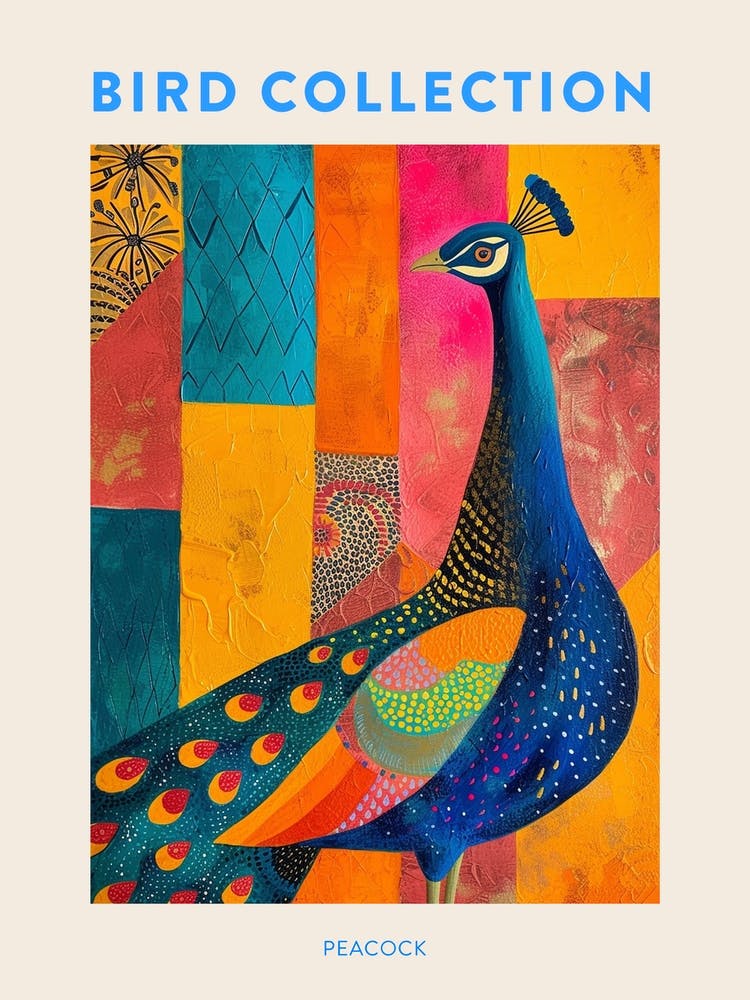 Rectangular Peacock Warm Tones Poster