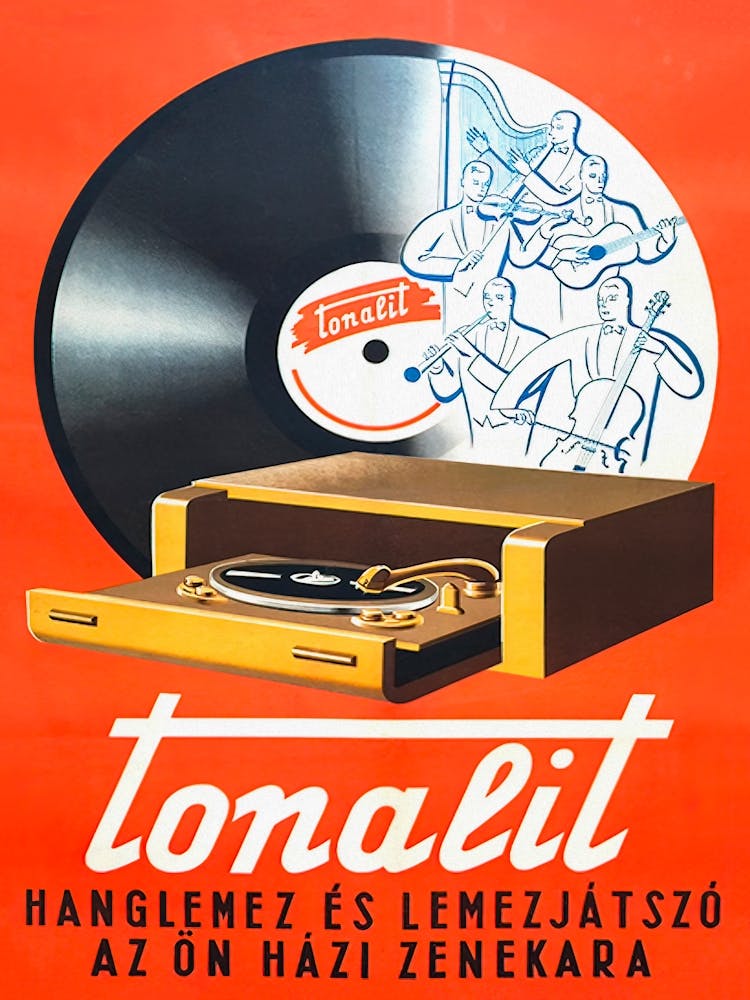 Vinyl Record Player Vintage Poster