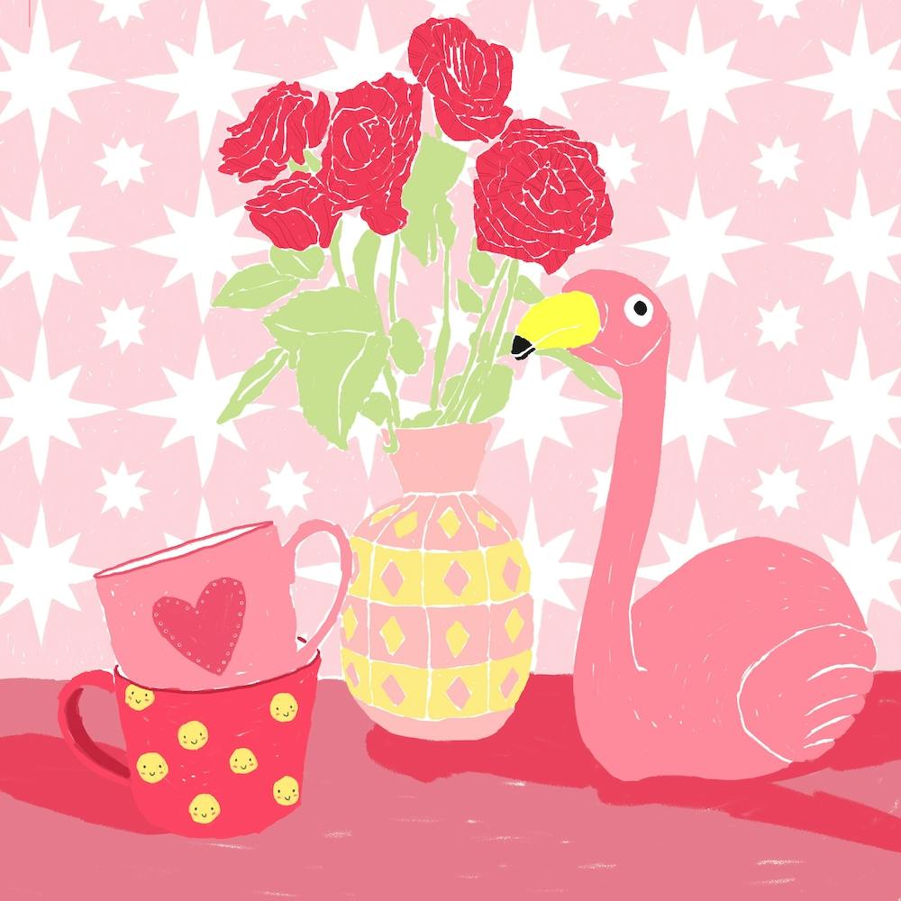 Pink Still Life Square