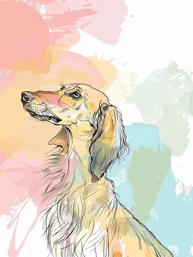 Pastel Saluki Dog Pastel Illustration 3