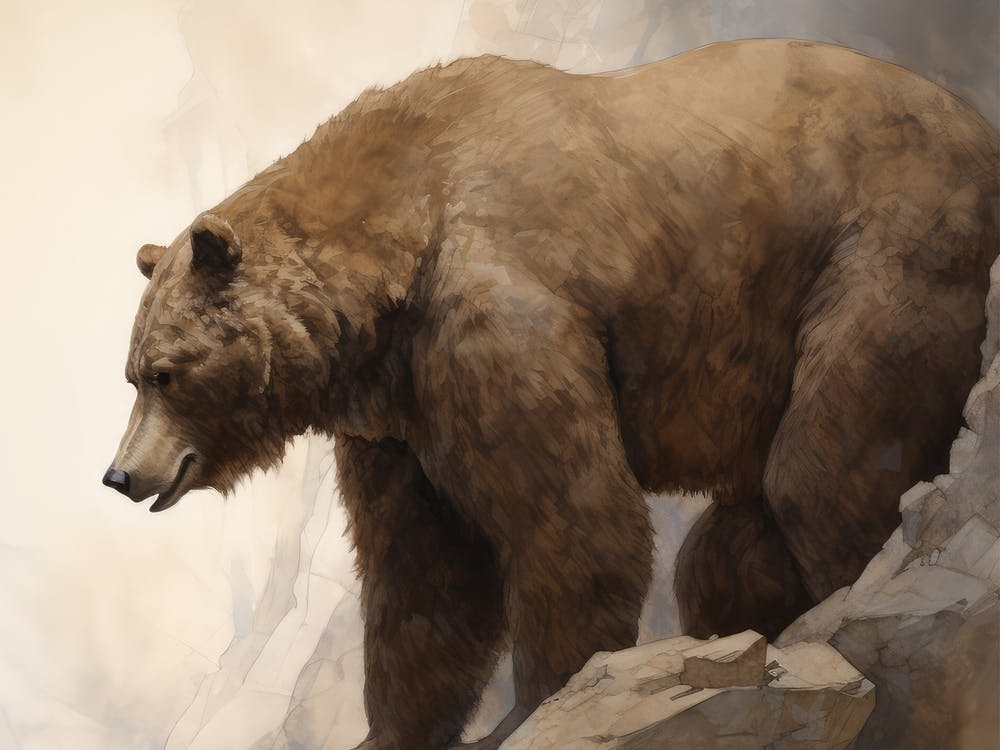 Grizzlybär Vintage-Gemälde