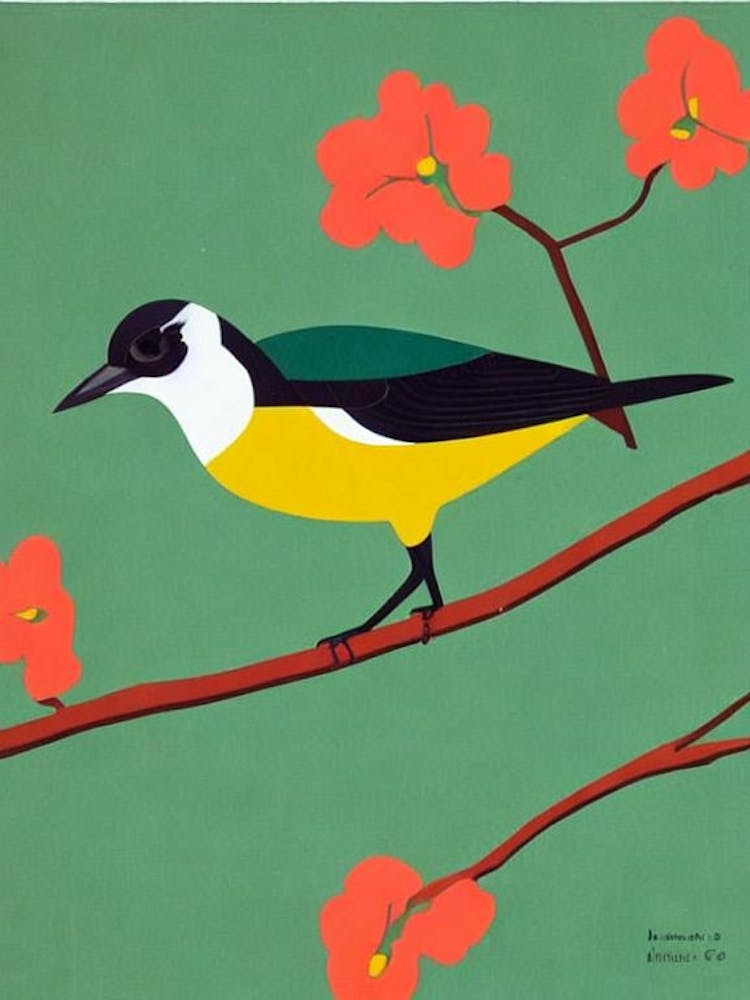 Magpie 2 Midcentury Illustration Bird