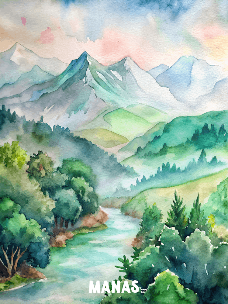 Manas National Park India Watercolor Painting
