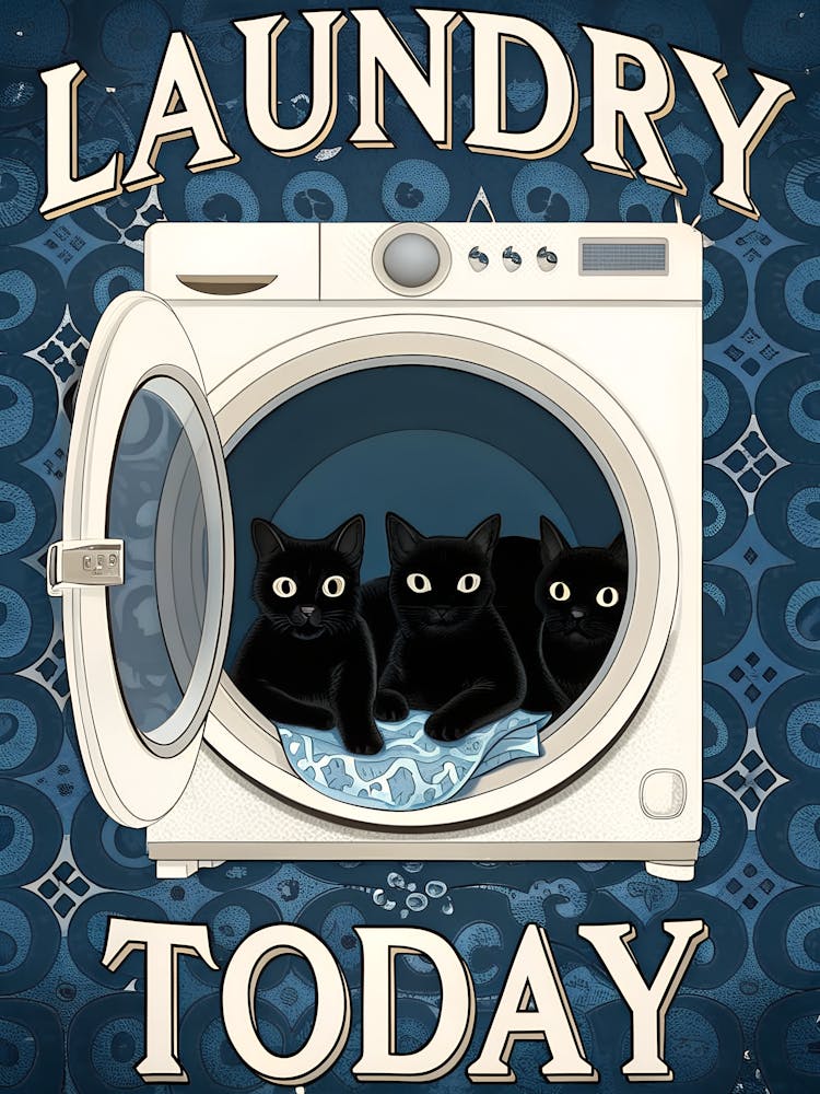 Black Cats In Laundry Day