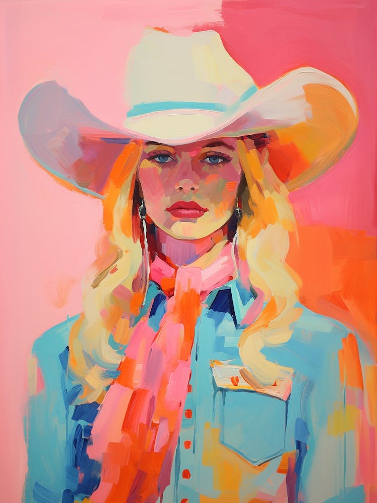 Colourful Abstract Blonde Cowgirl