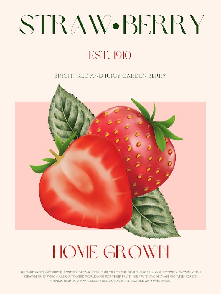 Strawberry Fruit Mid Century