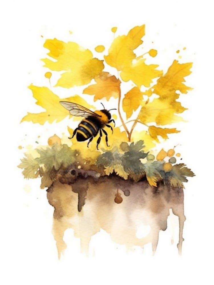 Bumble Bee Beehive Watercolour Illustration 3