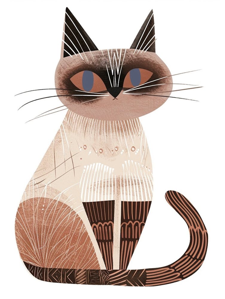 Balinese Cat Clipart Illustration 4