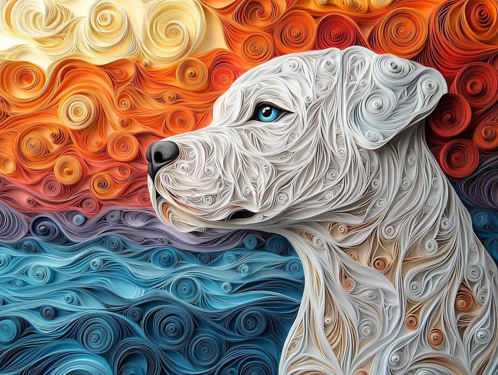 Dogo Argentino Paper Quilling Dog Portrait
