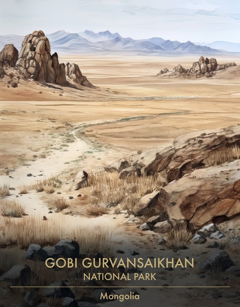 Gobi Gurvansaikhan National Park Mongolei Aquarell 4