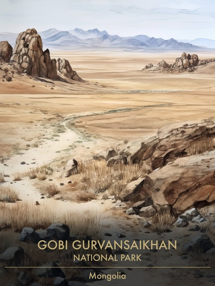 Gobi Gurvansaikhan National Park Mongolia Watercolour 4