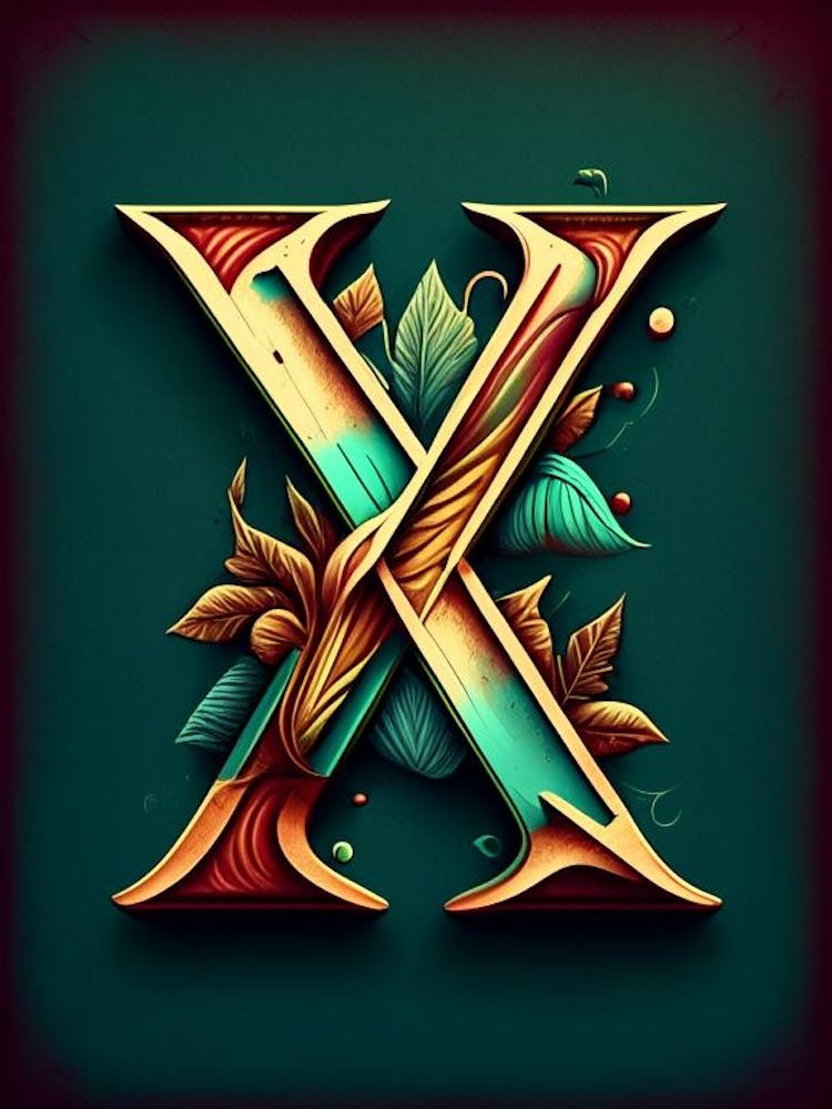 X  Letter, Alphabet Retro Drawing 4