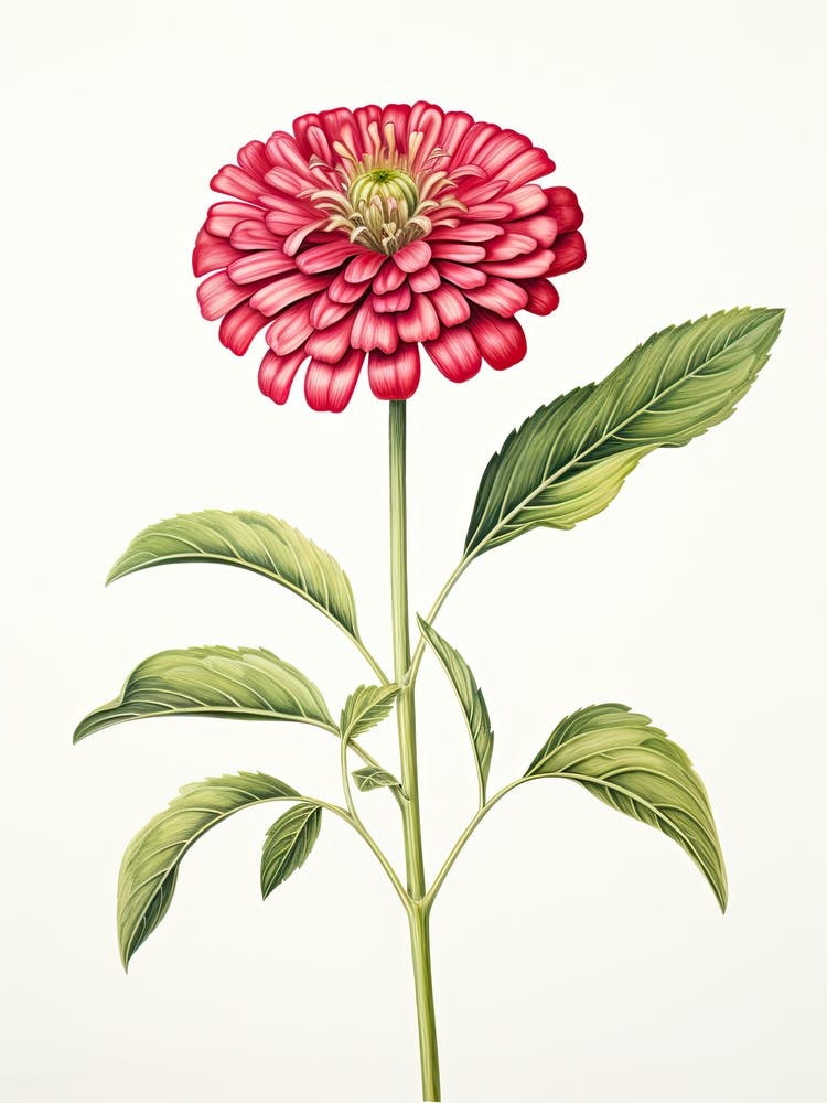 Zinnias Flower Vintage Botanical 0