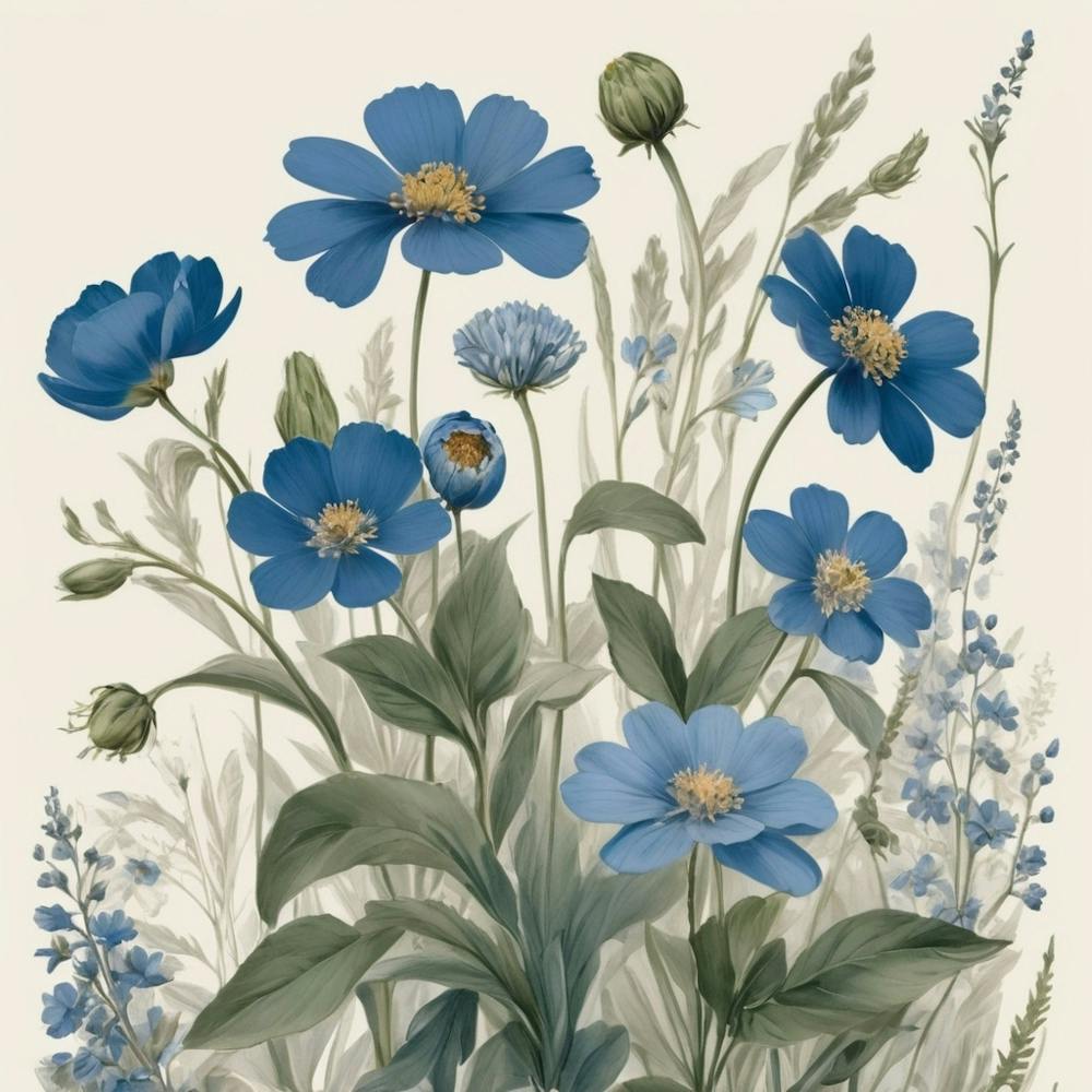 Blue Flowers Farmhouse Botanical