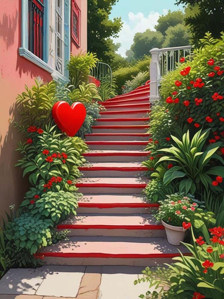 Colorful Stairway With Heart (7)
