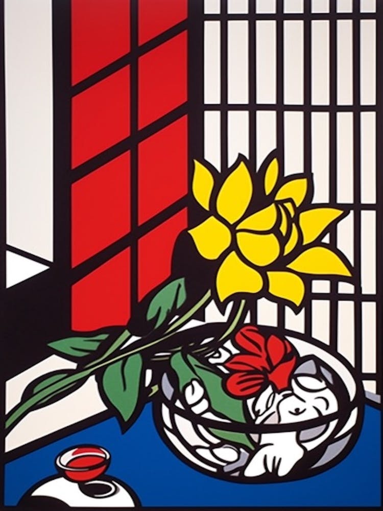 Rose Flower Still Life  1 Pop Art Style