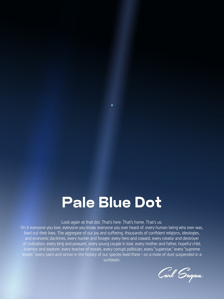 Pale Blue Dot poster, NASA Voyager 1 with Carl Sagan quote — Space poster, science print