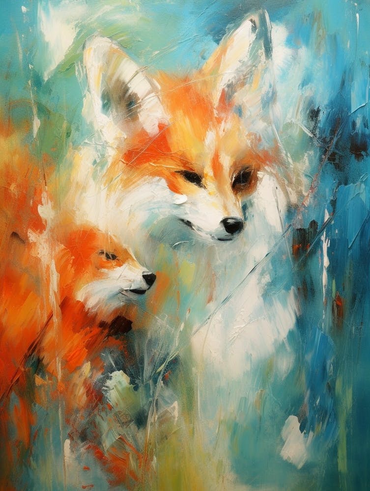 Foxes Abstract Expressionism 3