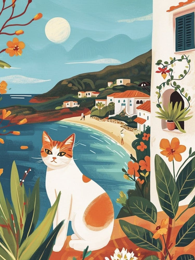 Japanese Bobtail Cat Storybook Illustration 4