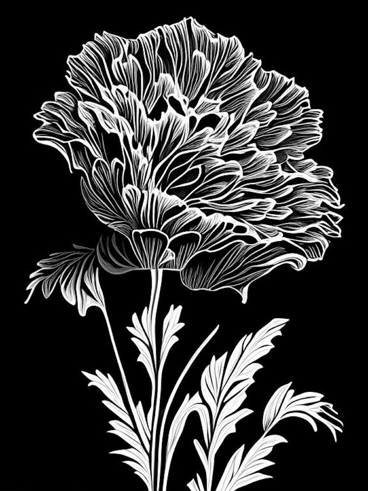 Carnation Leaf Linocut 1