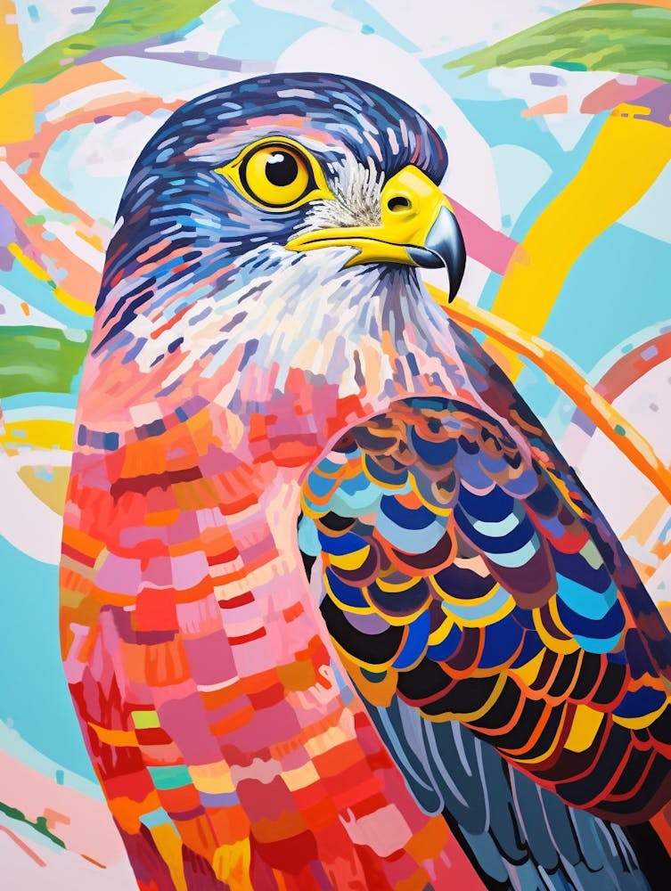 Colourful Bird Painting Eurasian Sparrowhawk 3